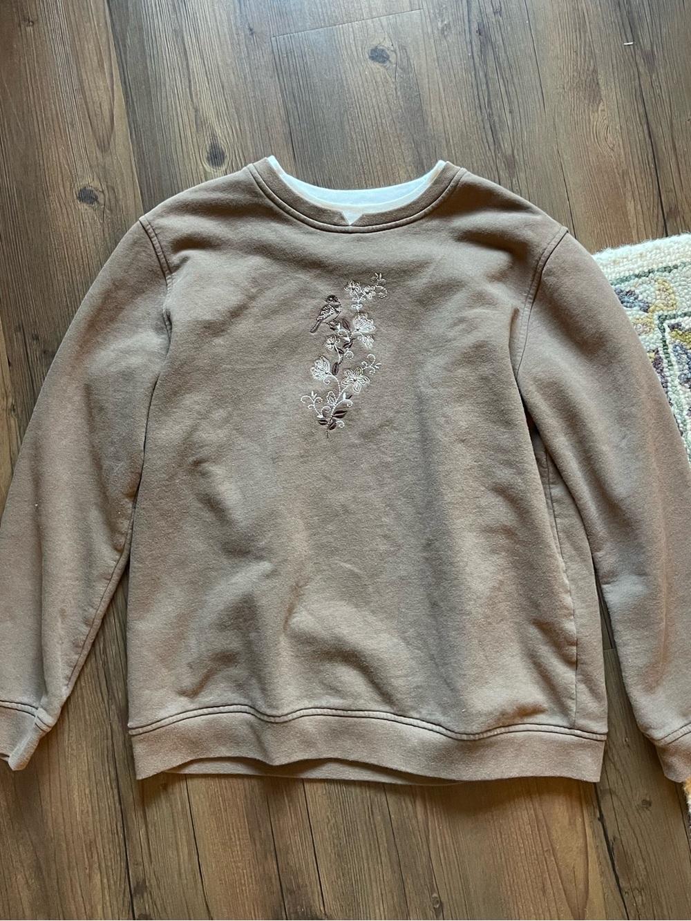Northern Reflections Embroidered Crewneck Taupe Sweater